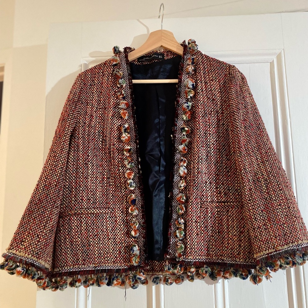 ZARA - vest/jacket with cute tassel/pompons details /